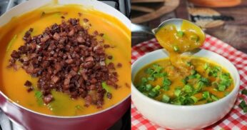 Abobrinha cremosa com frango e bacon