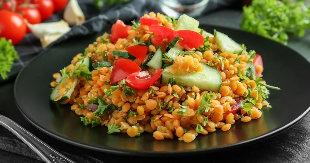 Salada de lentilha simples para ano novo