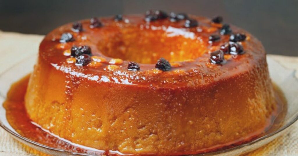 pudim cachaca flambado