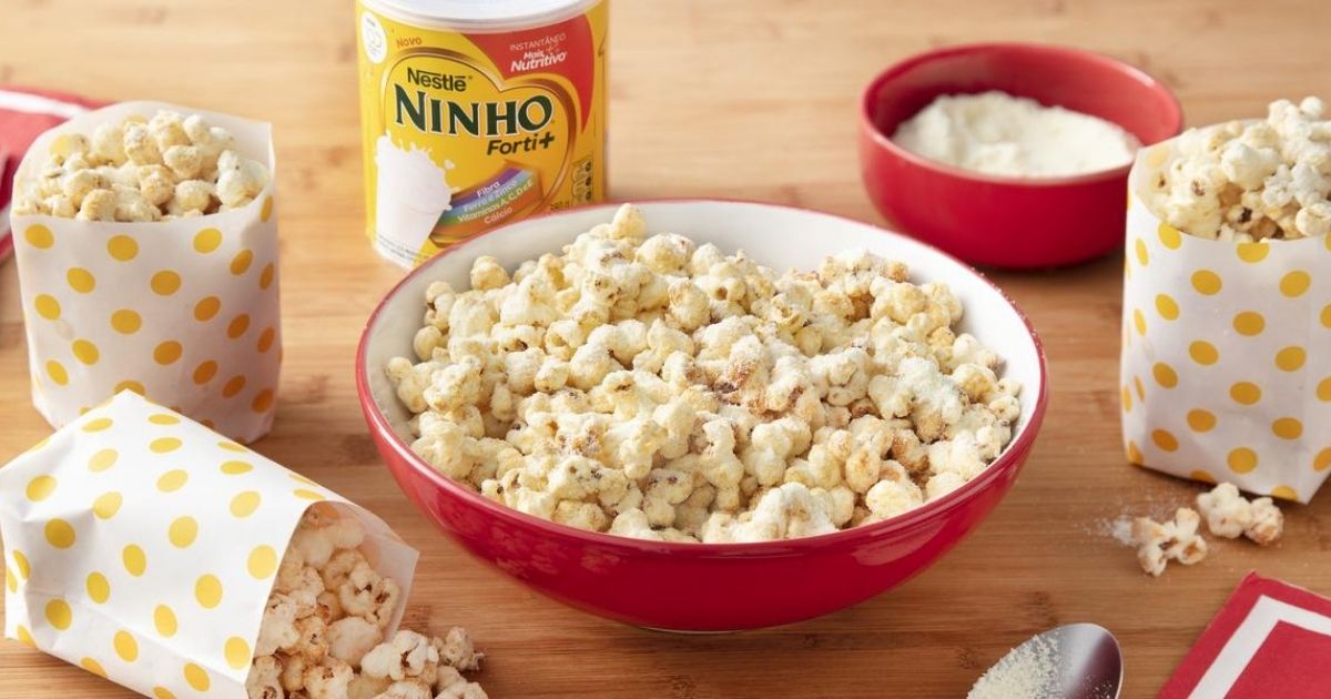Pipoca doce com leite Ninho