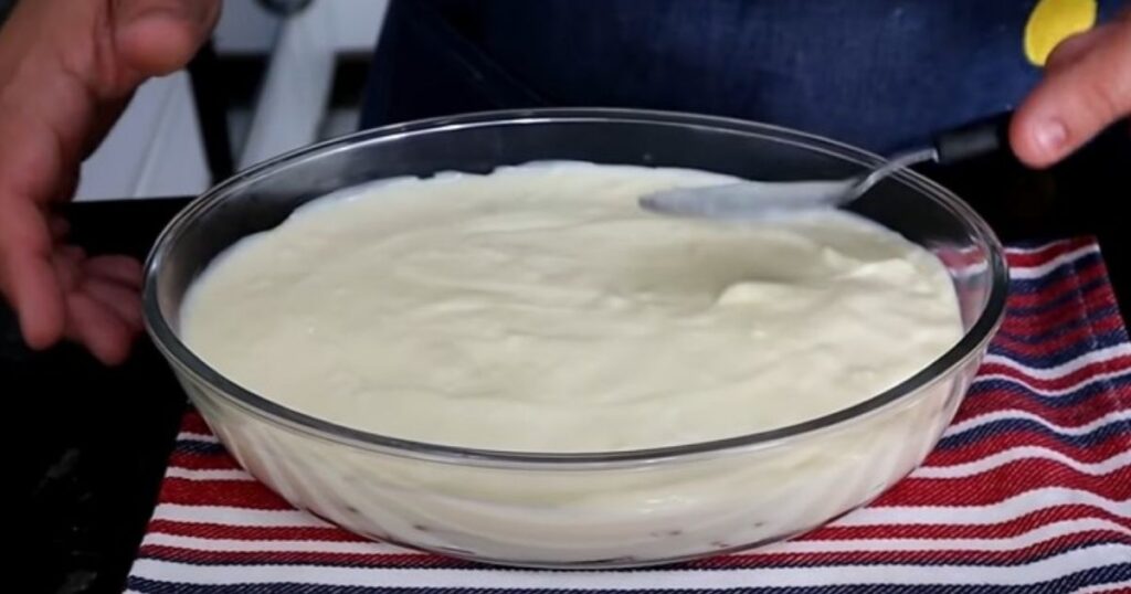 Gelado de Pêssego segunda camada travessa