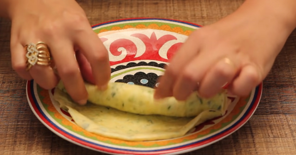 Crepioca recheio parmesao enrolar