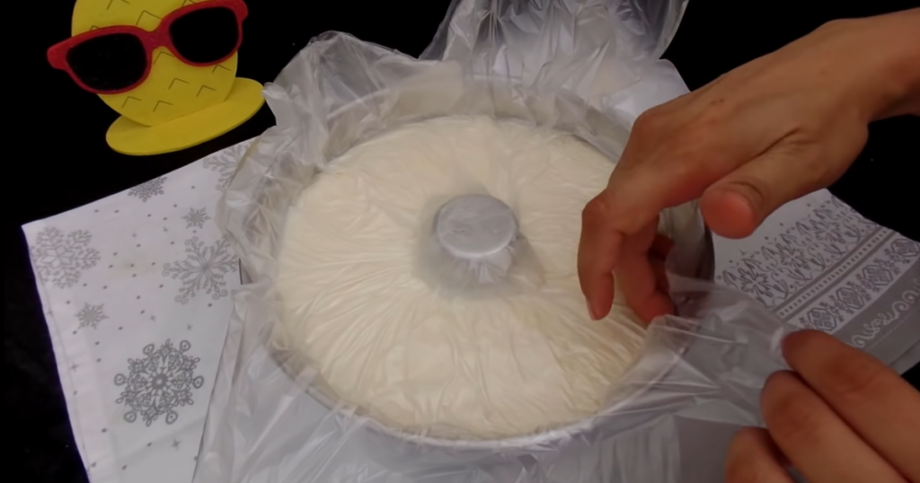 Manjar de coco com calda de ameixa plastico filme