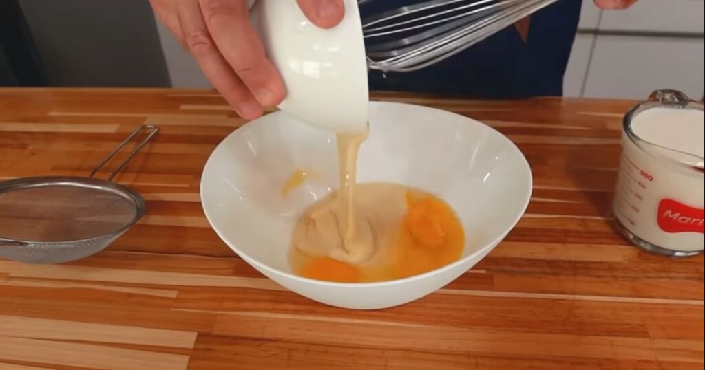bater ovos com leite condensado