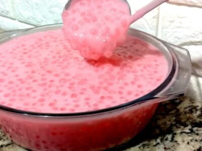 sagu cremoso com gelatina