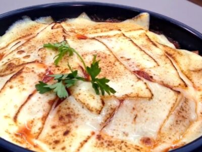 Lasanha com massa de pastel