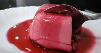 Pudim de groselha: 3 colheres (sopa) cheias de maisena, 1/2 copo de groselha, 1 caixa de creme de leite e 1/3 xícara de água