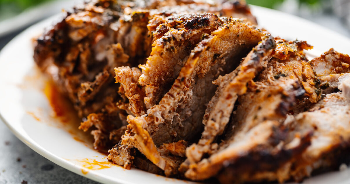 Baked pork with spices and herbs