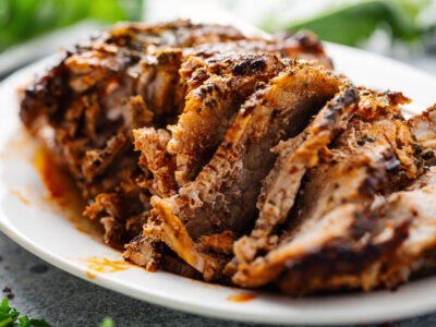 Baked pork with spices and herbs
